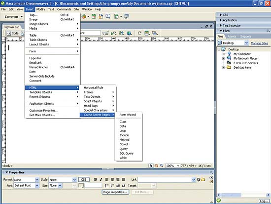 If you want to create a standard Web application, Caché can be used with DreamWeaver, which recognises Caché Server Page objects