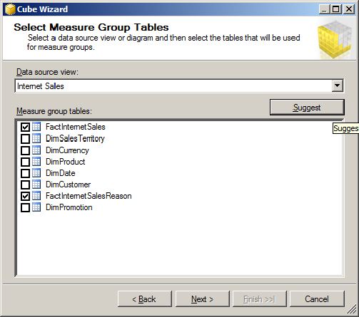 Selecting Measure Group Tables