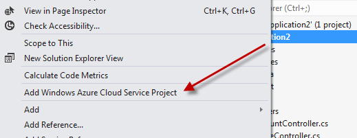 Add Azure Cloud Service Project