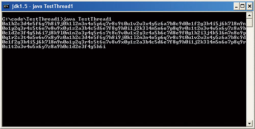 Figure 4: Result of running TestThread1