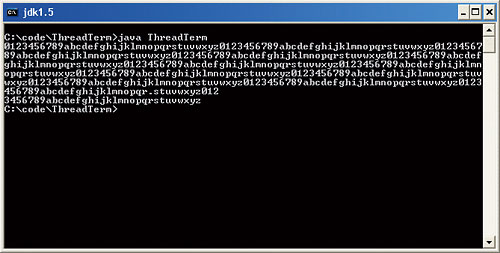 Figure 6: Result of running ThreadTerm