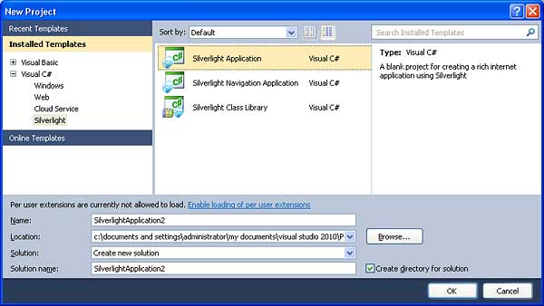 how to start with silverlight application