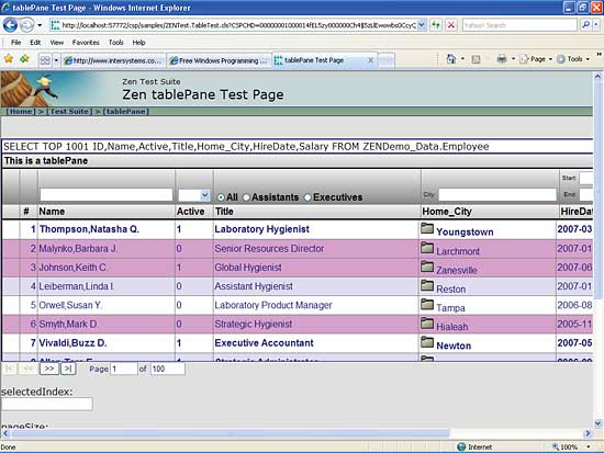 You can create data-backed web pages using grids and other data-aware controls using Zen