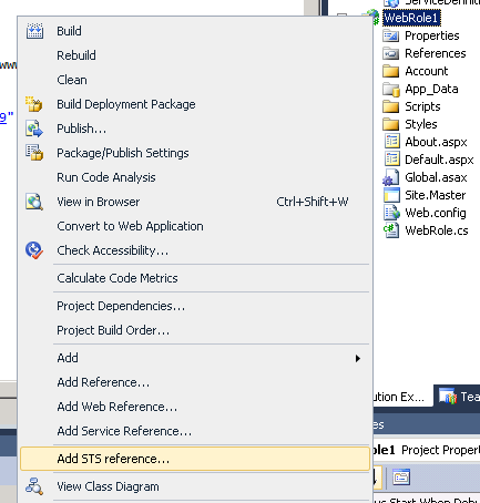 Select Add STS reference from the context menu 