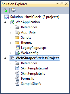 The project structure in solution explorer
