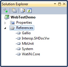Assembly references for your web test project