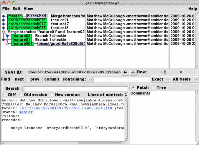 branches visualized in a tool