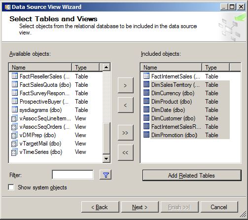 Adding tables to the View